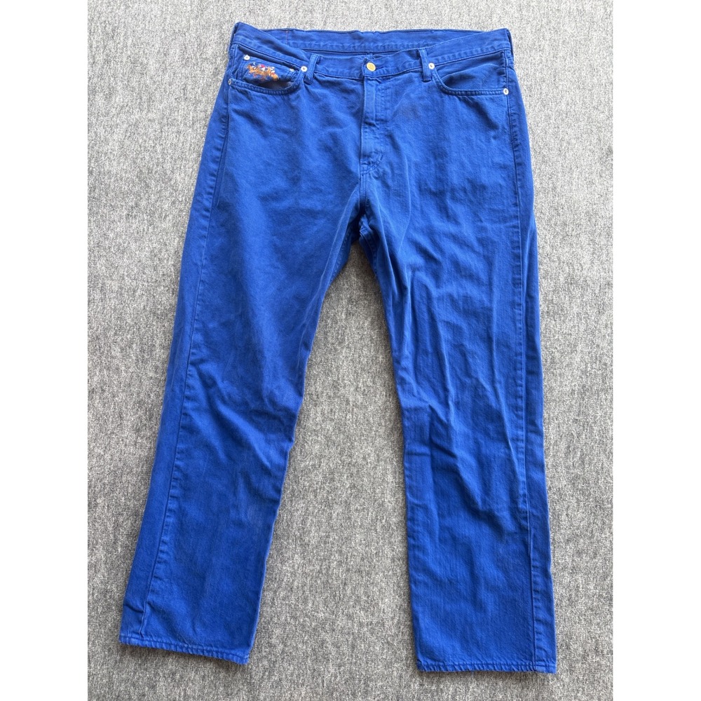 Polo Ralph Lauren Classic Fit Royal Blue Jeans‎ Embroidered Horse 38x32 Mens